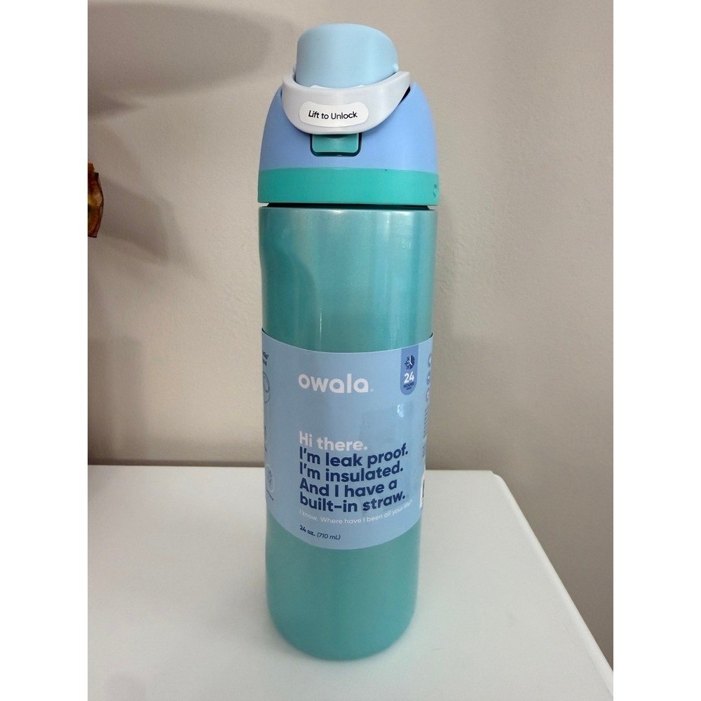 Owala FreeSip Water Bottle Unisex 24oz Morning Dew Teal Blue Insulated NWT